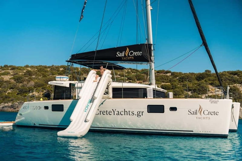 Agios Nikolaos: Sailing Trip Catamaran Lunch and Water Toys - Key points at a glance