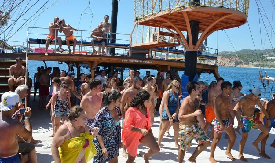 Alanya: Catamaran Boat Trip with Swim Stops and Sunbathing - Music, animation, and the foam-party atmosphere