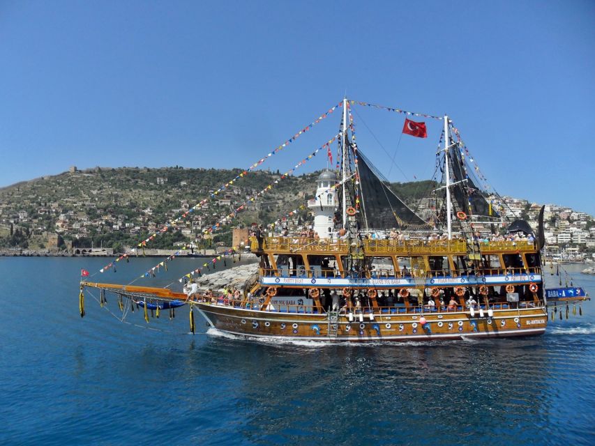 Alanya Pirate Boat Trip with Lunch, Swimming & Foam Party - Pirates Cave and Lovers Cave from the boat