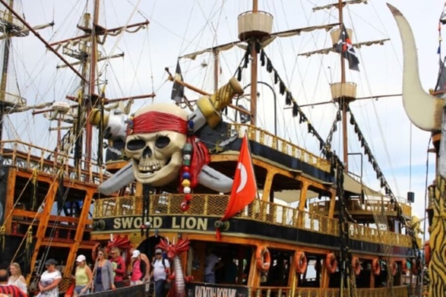 Alanya: Pirate Ship Cruise with Food and Swimming Stops - Coastal views of castles, caves, and beaches