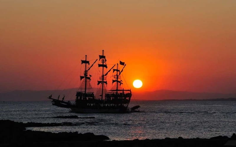 Alanya Pirate Sunset Cruise w/ Foam Party & Optional Drinks - The first swim with Alanya Castle in view