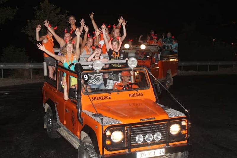 Alanya: Sunset Night Safari with Boat Trip with Dinner - Riding the Land Rover through Alanya