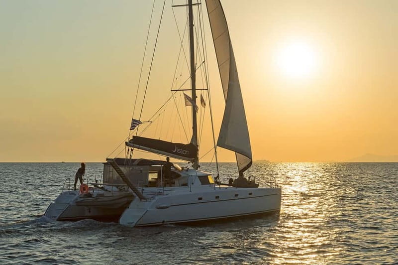 Athens: Half-Day Sunset Catamaran Cruise with Meal & Drinks - Four hours on a modern sailing catamaran