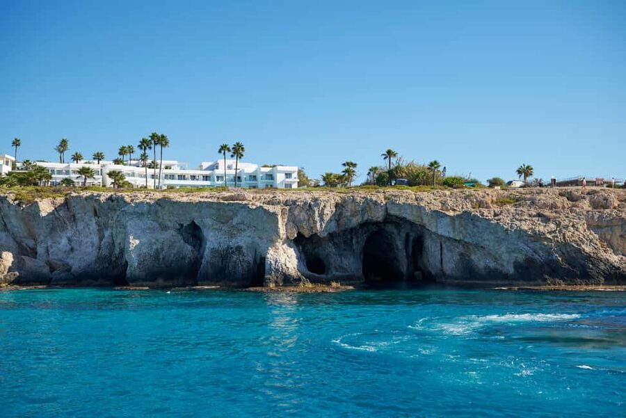 Ayia Napa: Luxury Catamaran Cruise with Lunch & Drinks - Cape Greco: cliffs, arches, and a first swim