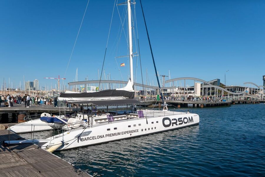 Barcelona: Boat Trip and Panoramic Helicopter Flight - Sailing aboard the Orsom catamaran