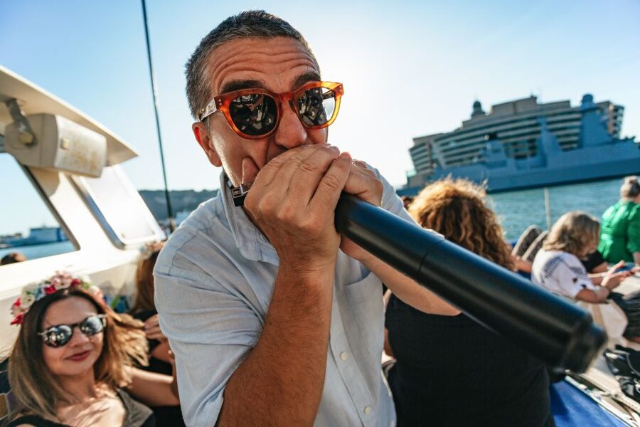 Barcelona: Sunset Catamaran Cruise with Live Music - The nets are the best seats, if you arrive early
