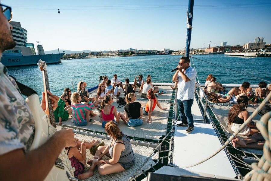 Barcelona: Sunset Catamaran Cruise with Live Music - Boarding and finding your place onboard