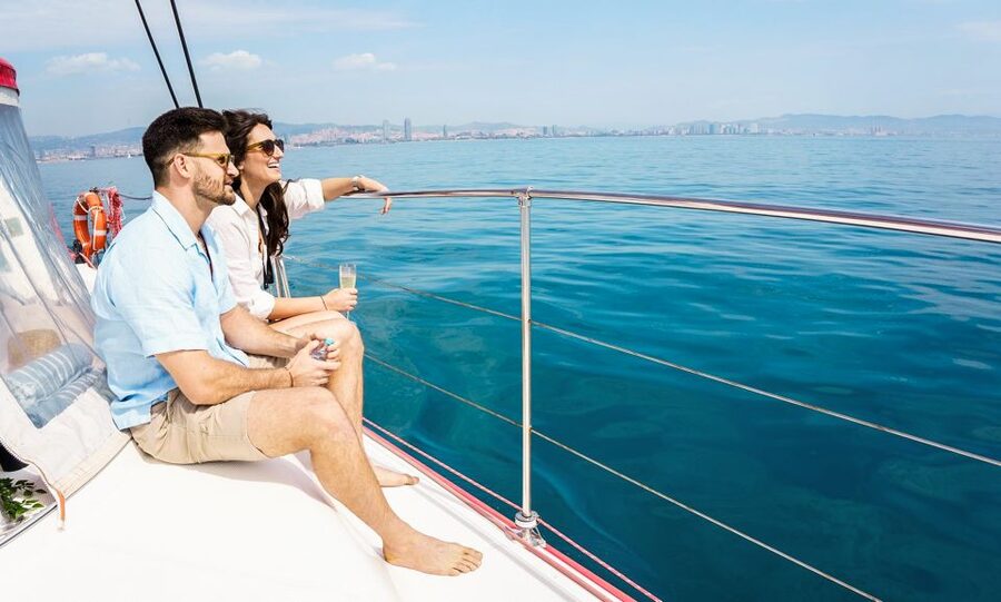 Barcelona: Sunset or Day Catamaran Cruise with Tapa & Drink - Sunset sailing: Barcelona from the sea