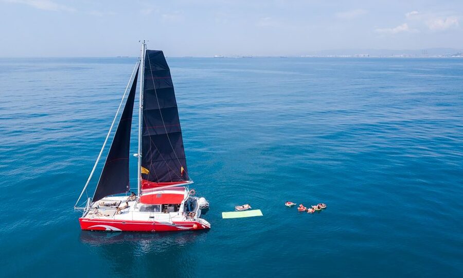Barcelona: Sunset or Day Catamaran Cruise with Tapa & Drink - A stable catamaran with space for 30 people
