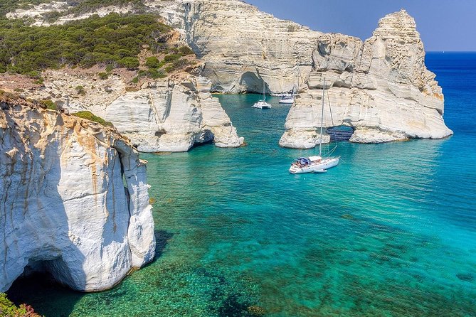 Best of Milos and Poliegos Catamaran snorkelling Cruise with BBQ - The biggest cave and the calm bay at Kalogries