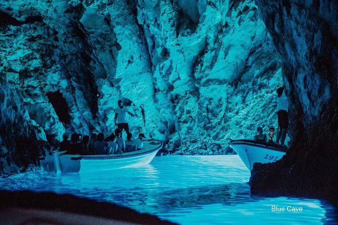 Blue cave, Mama Mia and Hvar, 5 island speedboat tour from Trogir - Entering the Blue Cave near Biševo