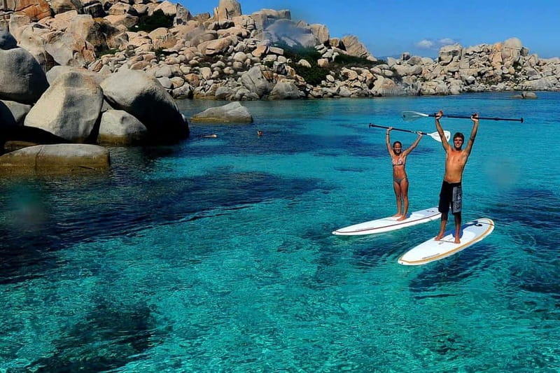 Bonifacio: Catamaran trip with snorkeling at the Lavezzi Islands - Leaving Piantarella Beach for the open water