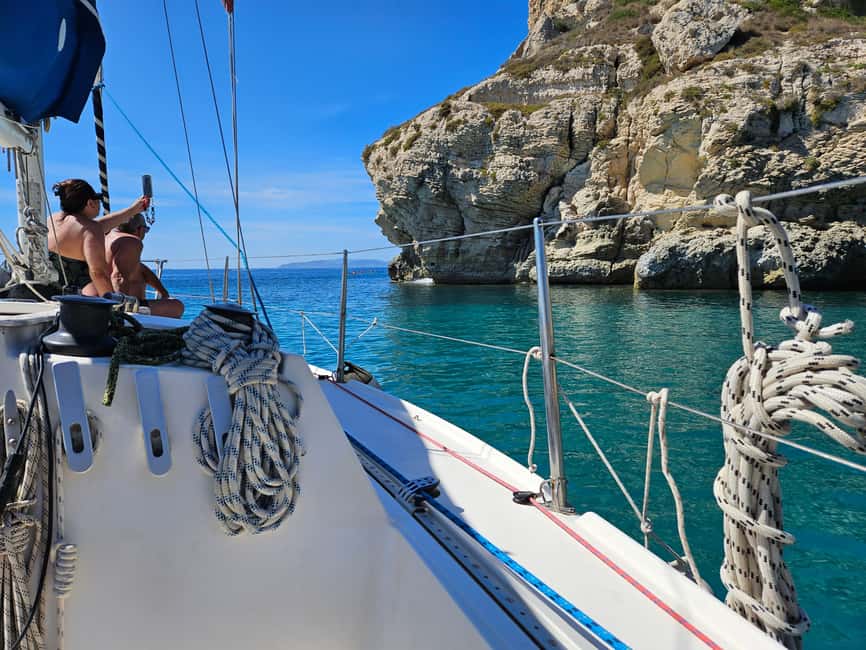 Cagliari Sailing Boat Tour with Snorkeling and Drink - Wildlife and coastal details