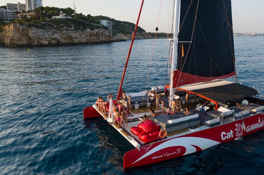 Cambrils: Catamaran Cruise with Drinks and BBQ Lunch Option - The Cap Salou swimming stop