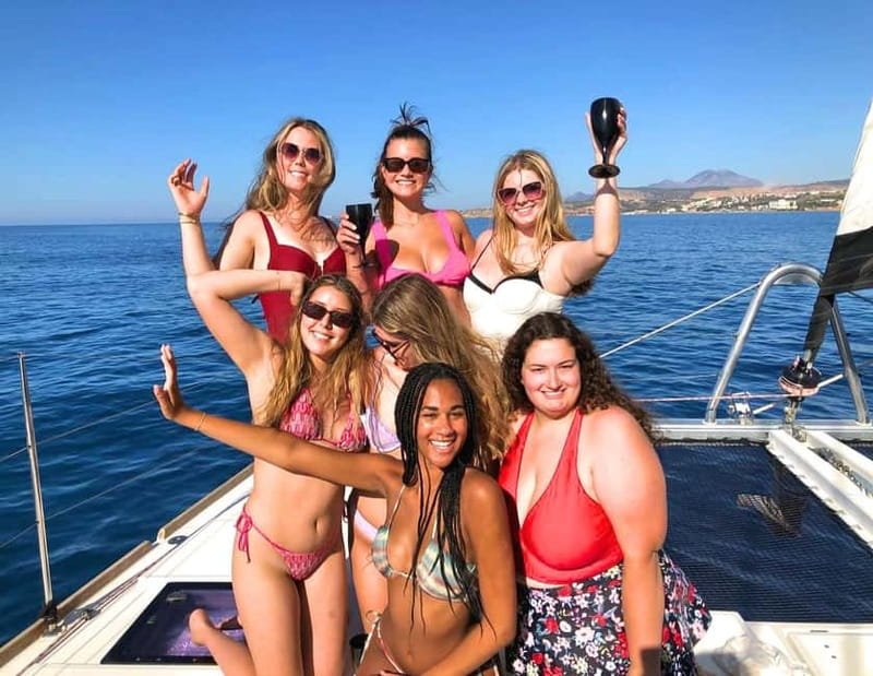 Chania Old Port:Luxury Sunset Catamaran Cruise with Prosecco - Agioi Theodoroi and the one-hour water stop