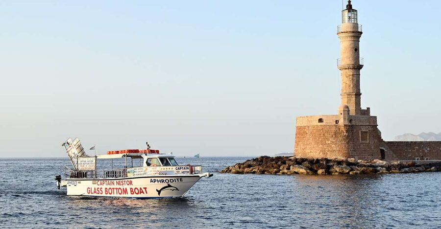 Chania Town: Glass-Bottom Boat Cruise to Thodorou & Lazareta - Lazaretta for swimming, snorkeling, and quiet beach time
