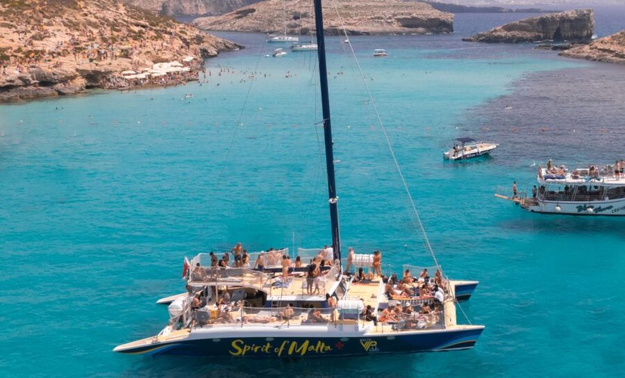 Comino: Blue Lagoon Catamaran Cruise with Lunch and Open Bar - The Blue Lagoon from the water