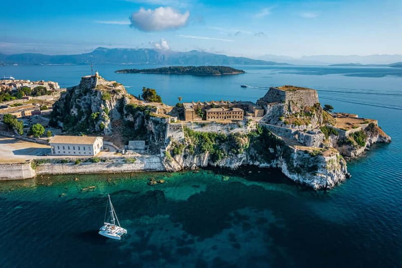 Corfu Sunset Cruise Escape with live DJ, drinks and snacks - Corfu Old Town from the Ionian Sea