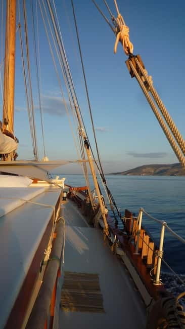 Corfu: Sunset Cruise on a Traditional Wooden Sailing Yacht - Mon Repos and the Corfu coastline