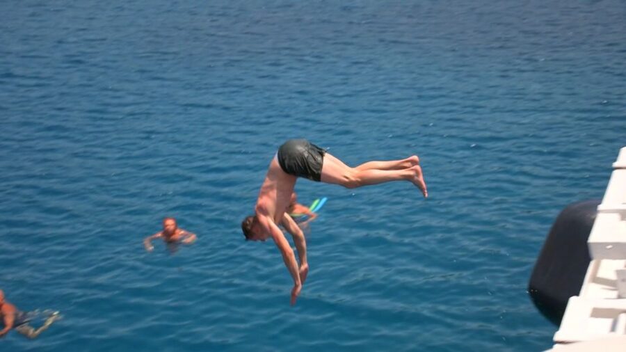 Crete: Mirabello Bay Cruise with Onboard Cocktail - The slow cruise toward Kolokytha Beach