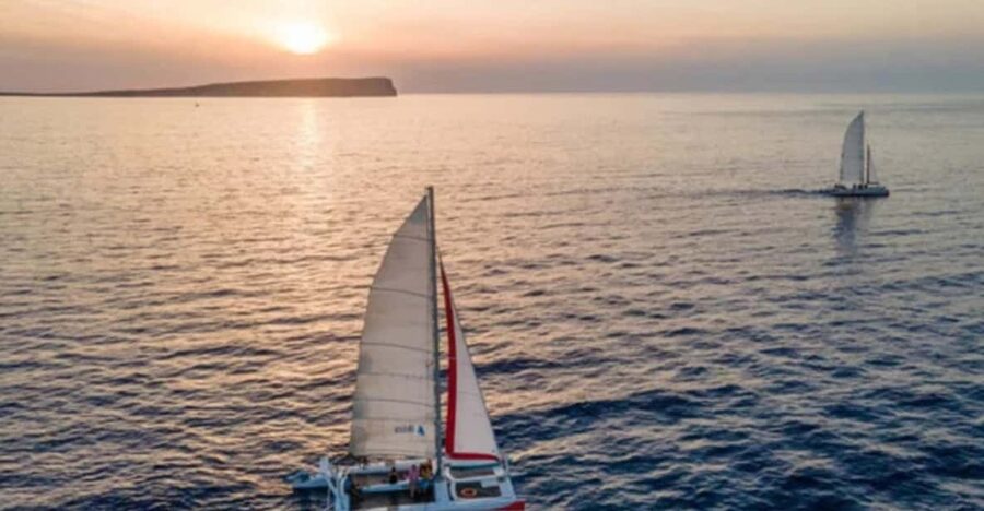 Fornells: Catamaran Sunset Cruise of Menorca's Coast - The swimming stop and snorkeling time