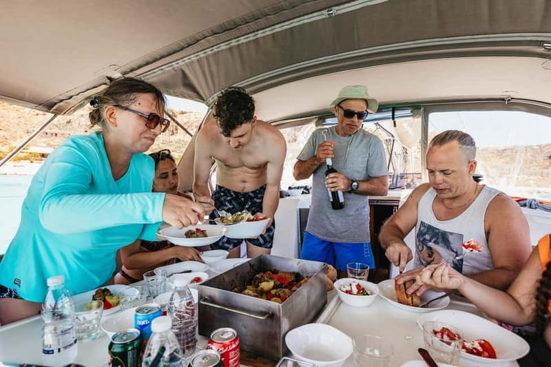 From Kissamos: Balos Gramvousa Sailing Cruise with Lunch - A Cretan lunch prepared on deck