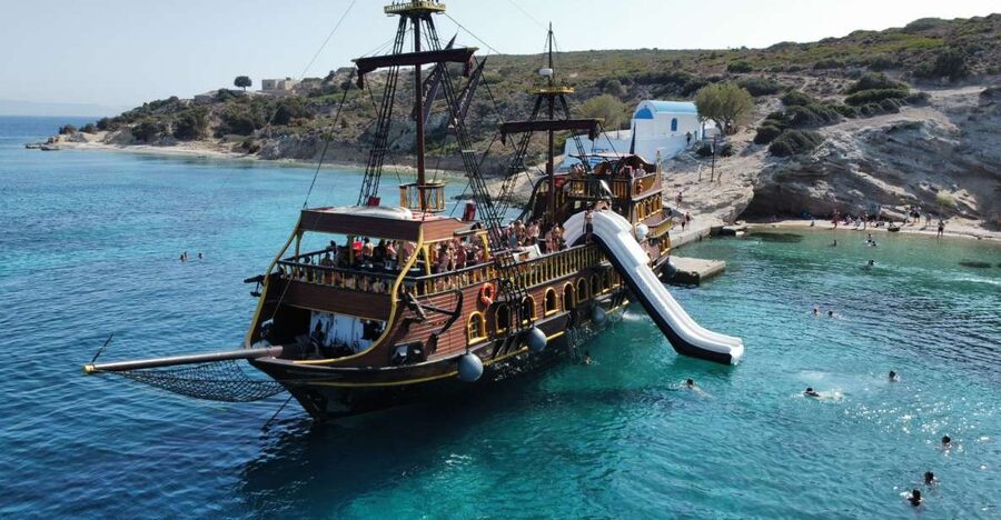 From Kos: 3-Island Pirate Cruise with Lunch and Waterslide - Setting sail from Kos Harbour