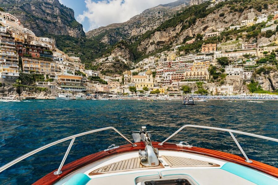 From Naples: Positano and Amalfi Boat Tour with Drinks - Swimming in clear water, with snacks close at hand