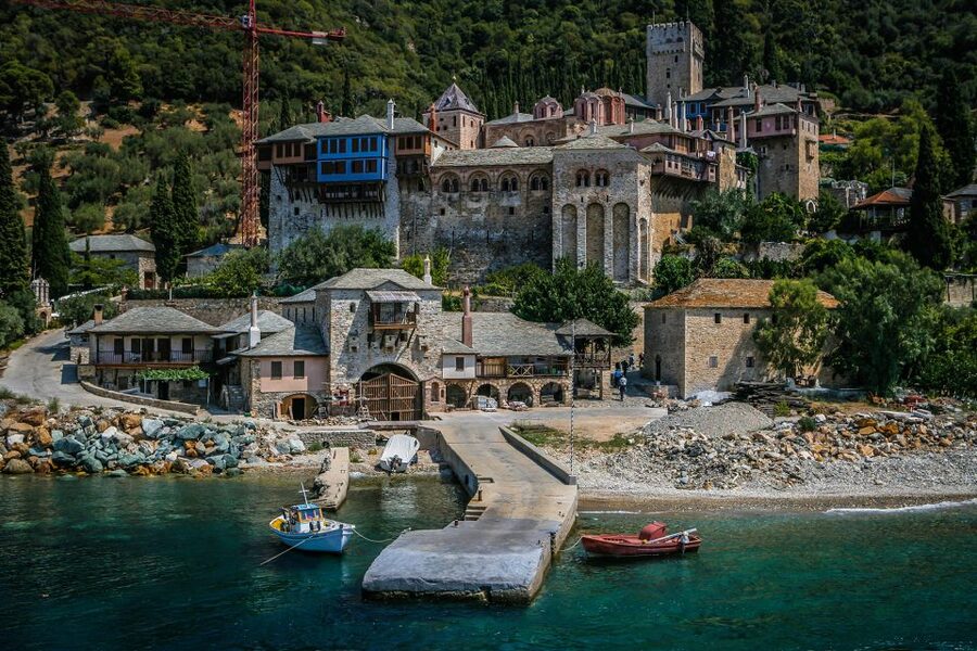 From Ouranoupolis: Cruise to Mount Athos Monasteries - The onboard history and language options