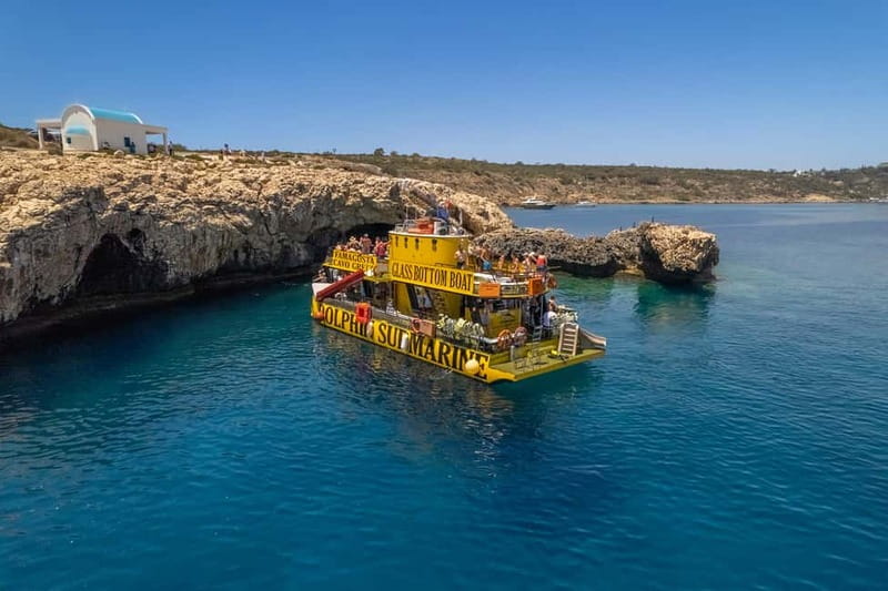 From Protaras: Cruise to Blue Lagoon, Turtle Cove & Sea Cave - Cape Greco sea caves and Lover’s Bridge