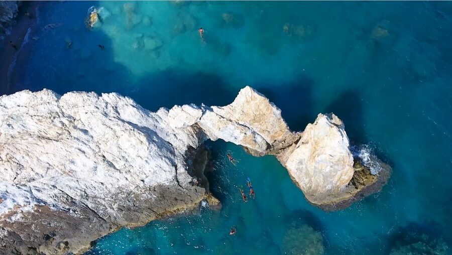 From Skiathos: Sea and Sun Island Day Cruise - Leaving Skiathos Port and passing the Blue Caves