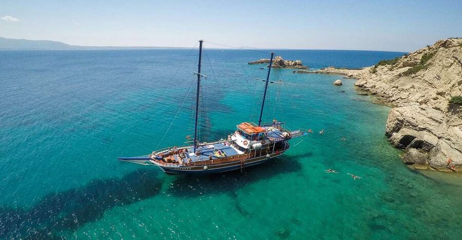 From the Port of Kos: Full Day Boat Cruise to 3 Islands - Plati: your best chance to swim from the boat