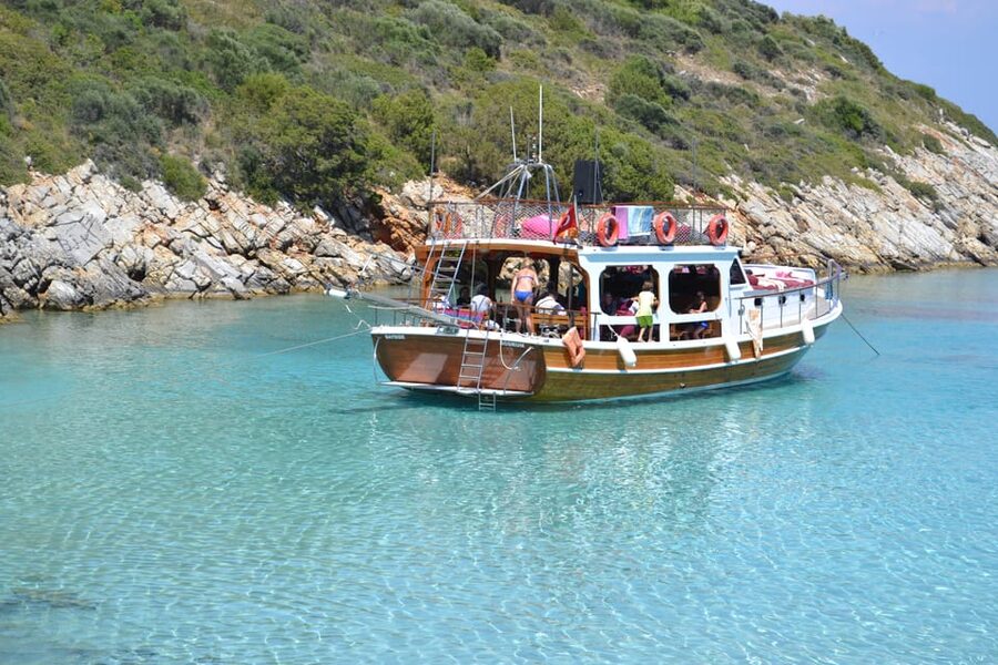 Full-Day Orak Island Boat Trip from Bodrum - Space, shade, and sun on deck
