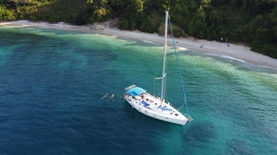 Gouvia: Corfu Island Sailing Trip with Snack and Soft Drinks - The Blue Caves add a short final adventure