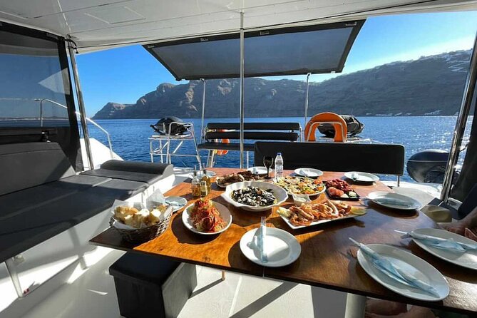 Half Day Premium Catamaran Cruise in Santorini including Oia - The volcano and warm springs