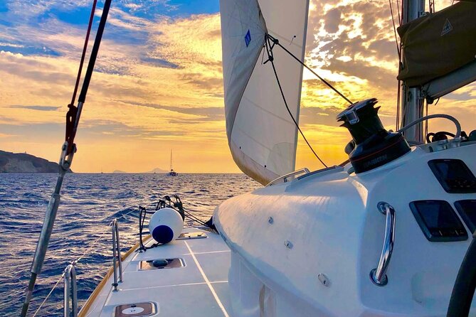 Half Day Premium Catamaran Cruise in Santorini including Oia - The Venetian lighthouse and the caldera view
