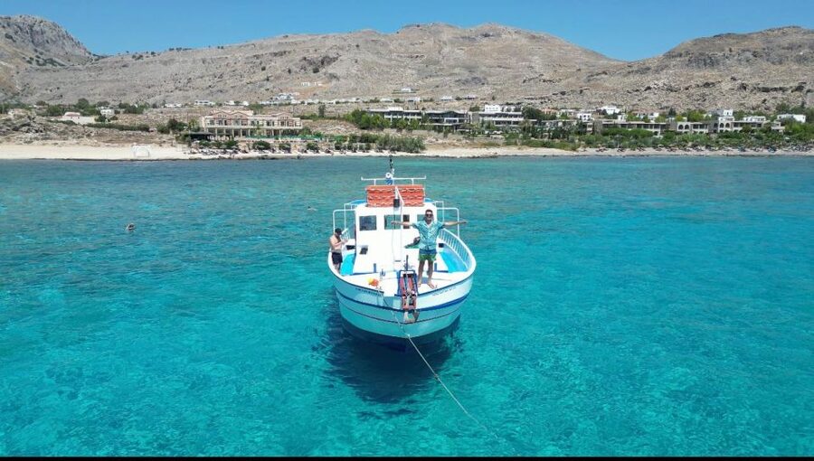Lindos,Pefkos: All inclusive Swim & Snorkel Boat Cruise - Fresh Fruit, Watermelon Cocktails, and Time to Rest