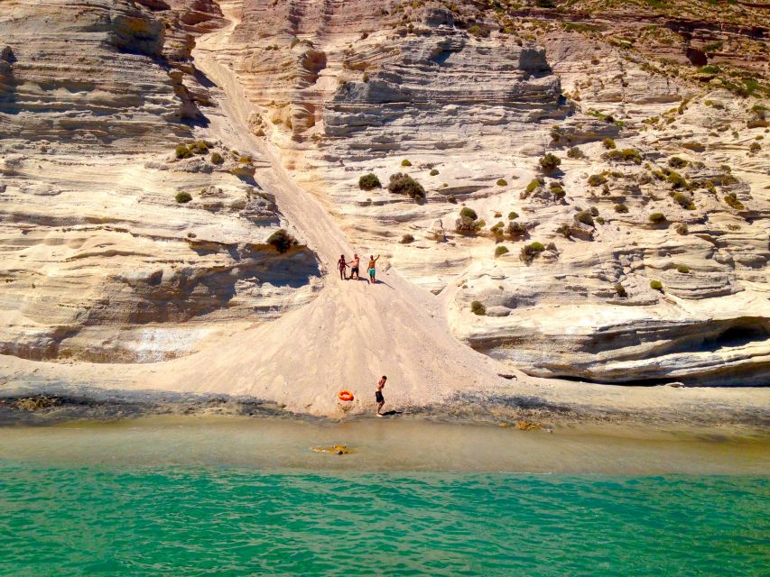 Milos: Full-Day Catamaran Cruise to Poliegos and Kleftiko - First swim at Kalogries Bay near Cape Vani