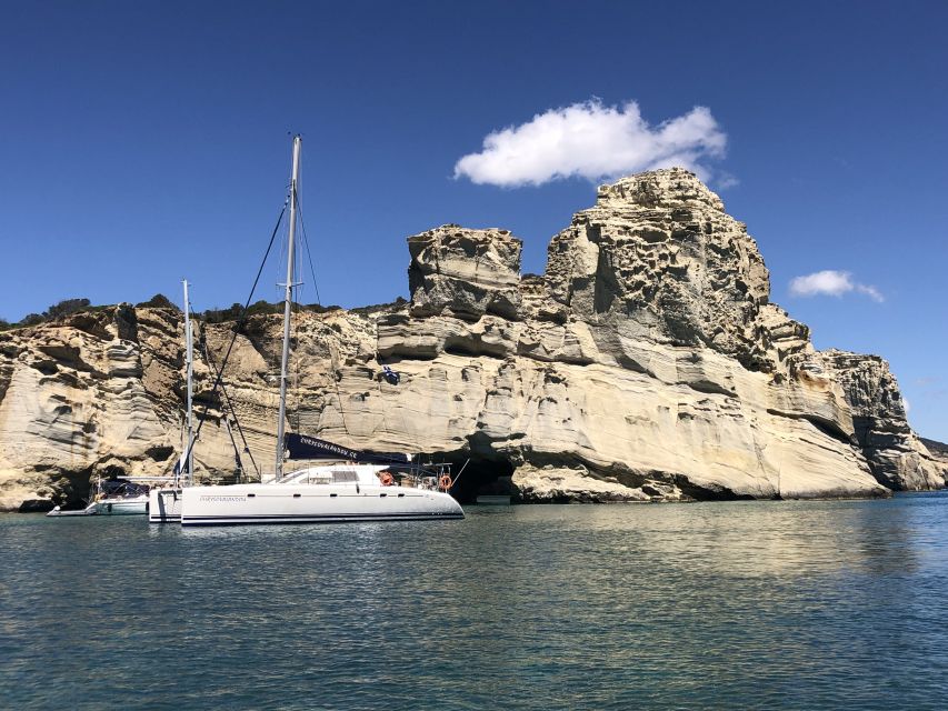 Milos: Full-Day Catamaran Cruise to Poliegos and Kleftiko - Poliegos and the blue water at Galazia Nera
