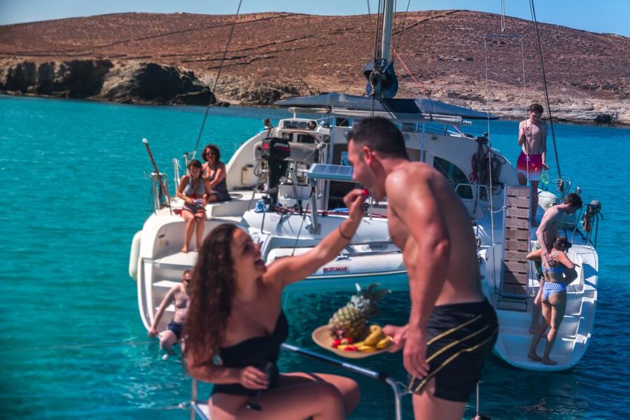 Mykonos: Catamaran Cruise With Meal and Drinks - The return route and sunset option
