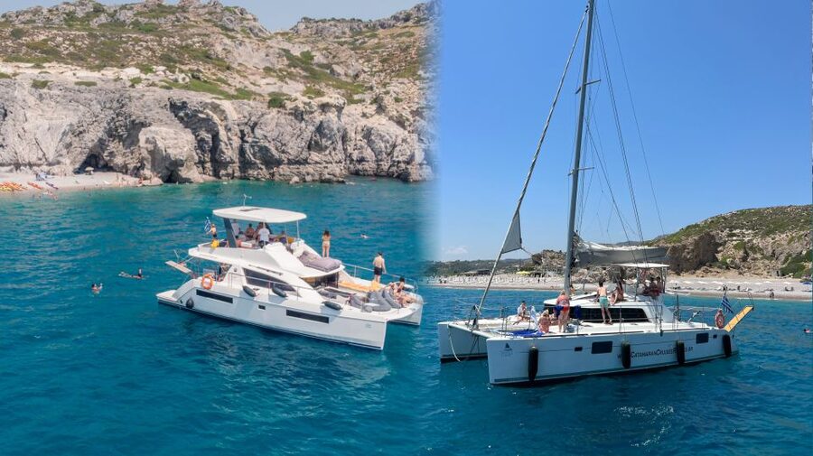 Rhodes: All-Inclusive Catamaran Cruise with Lunch and Drinks - Ladiko Bay: a quieter swim stop