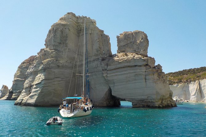 Round of Milos and Poliegos Sailing boat snorkelling cruise - Poliegos and the blue water at Galazia Nera
