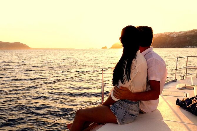 Santorini Catamaran Cruise with Greek Meal, Open-Bar and Sunset - Hotel pickup and the route to the marina