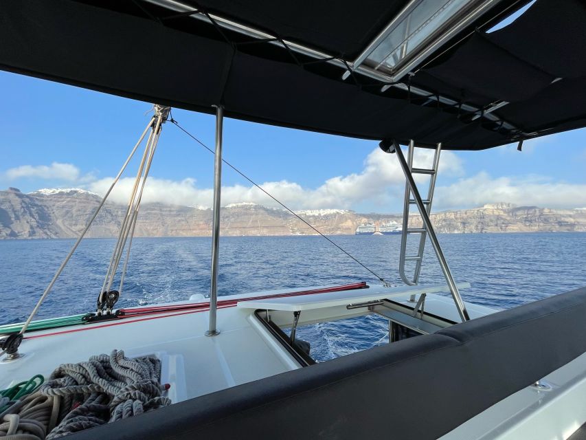 Santorini Catamaran Cruise with Swimming, Meal and Open Bar - Crew service and the feel onboard