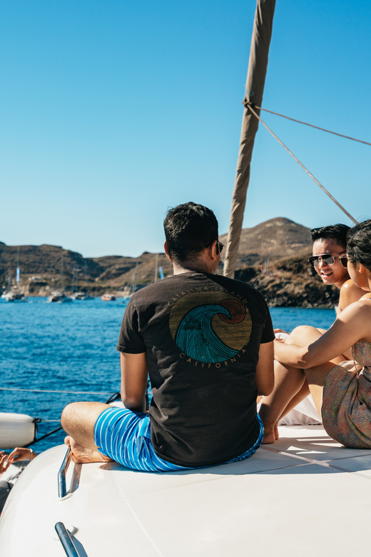 Santorini: Sailing Catamaran Cruise with BBQ and Drinks - Red Beach and White Beach by boat
