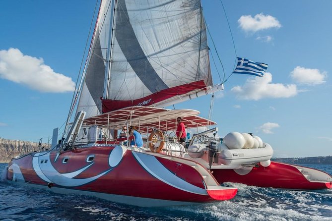 Santorini Sailing Dream Catcher with BBQ Lunch and Drinks - Red Beach, White Beach, and the swimming stops