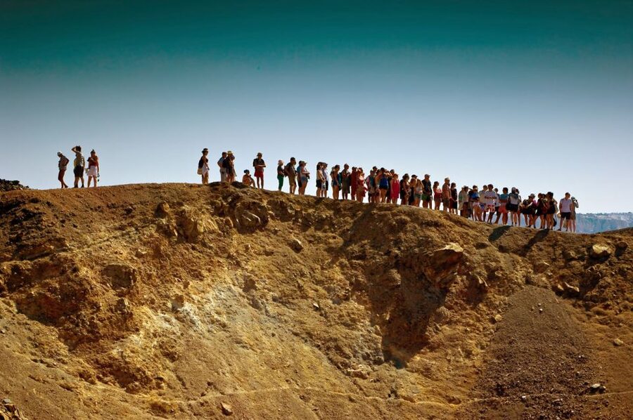 Santorini: Thirassia Islands and Volcano Guided Cruise - Swimming at Palea Kameni’s sulphur springs