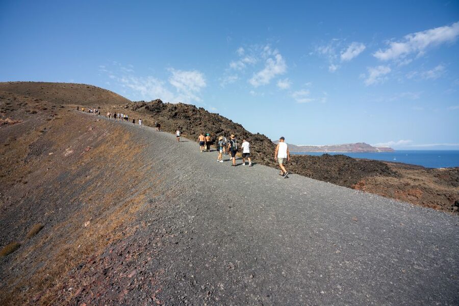 Santorini: Volcanic Islands Cruise with Hot Springs Visit - Nea Kameni: walking across an active volcanic island