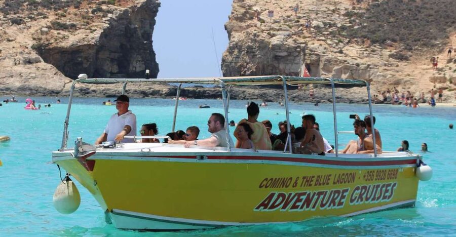 Sliema: Boat Trip to Comino Blue Lagoon, Gozo, and Caves - Crystal Lagoon: the first swim of the day