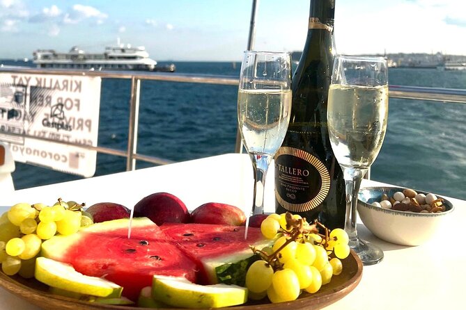 Sunset or Daytime Istanbul Guided Luxury Yacht Cruise with Snacks - Maiden’s Tower and Galata Tower from the water